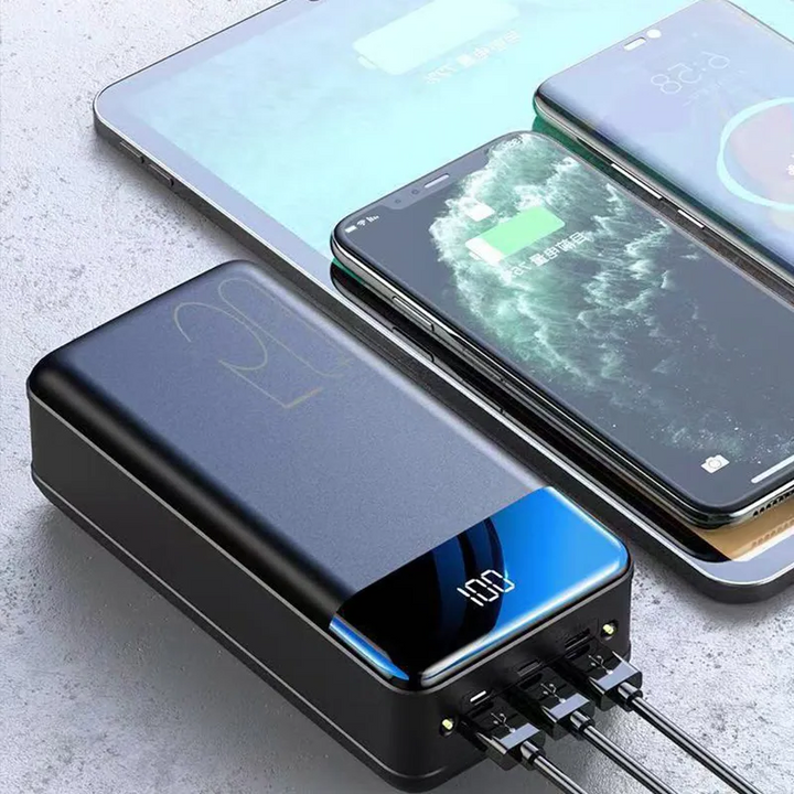 100000mAh high capacity portable power bank for fast charging multiple phones, tablets & laptops on the go.