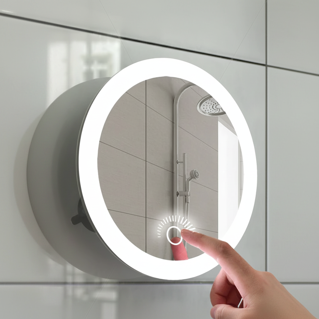 10x magnifying LED makeup mirror with strong suction mount for precise cosmetic application and beauty routines.