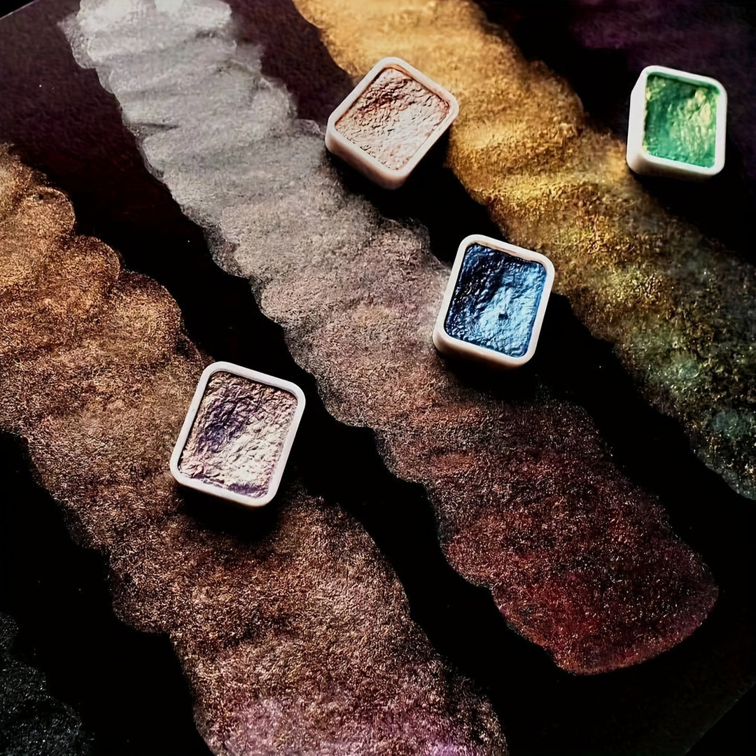 Premium 20-color solid pearl watercolor paint set for artists, painting, and calligraphy projects.