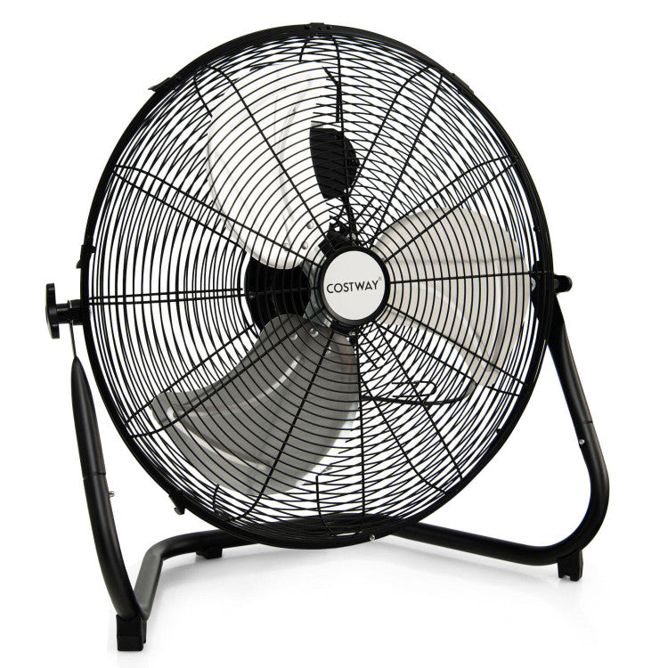 20-inch industrial high-velocity floor fan for workshop or garage. Powerful metal fan for optimal air circulation.