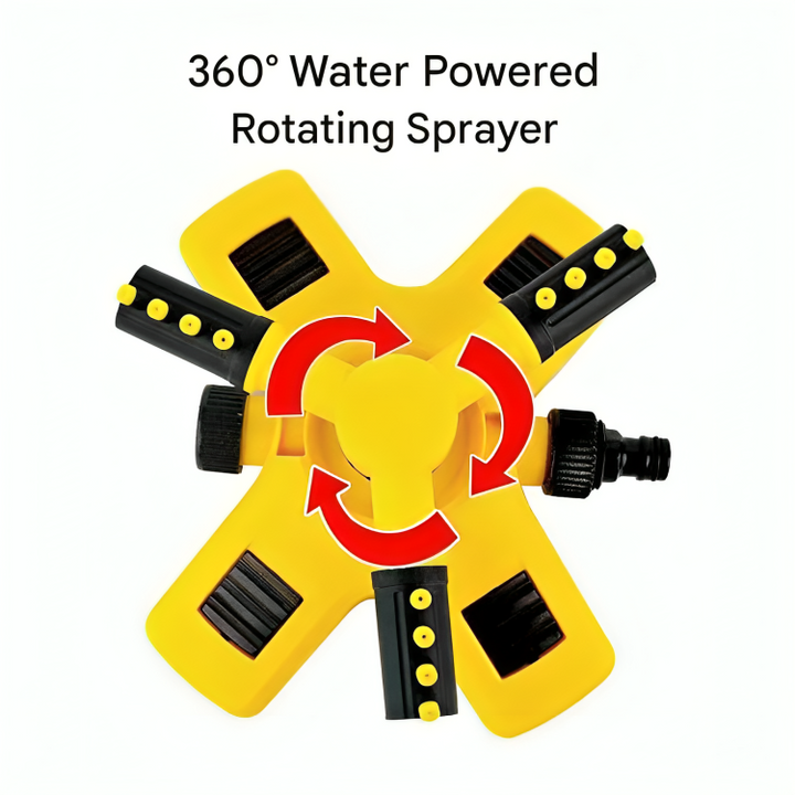 Stable base 360° rotating garden sprinkler, a durable yard care tool for efficient & adjustable lawn watering.
