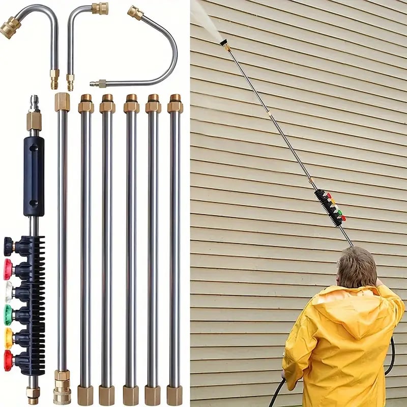 4000 PSI telescoping pressure washer wand extension for high-pressure outdoor cleaning & power washing.