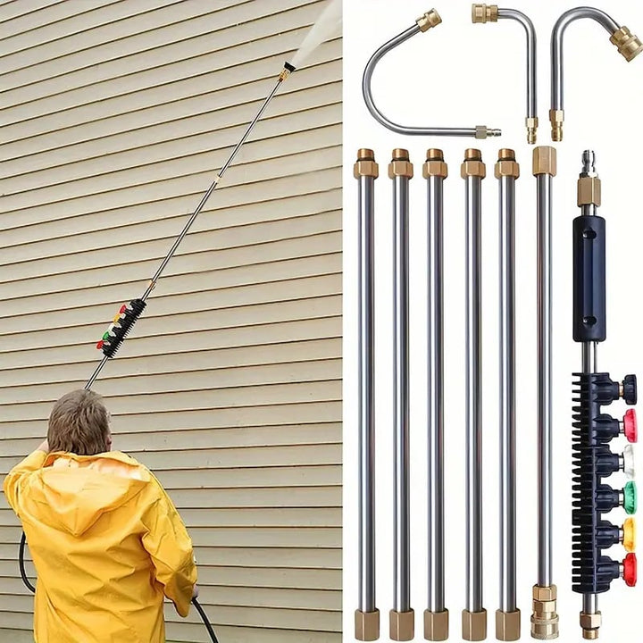4000 PSI telescoping pressure washer wand extension for high-pressure outdoor cleaning & power washing.