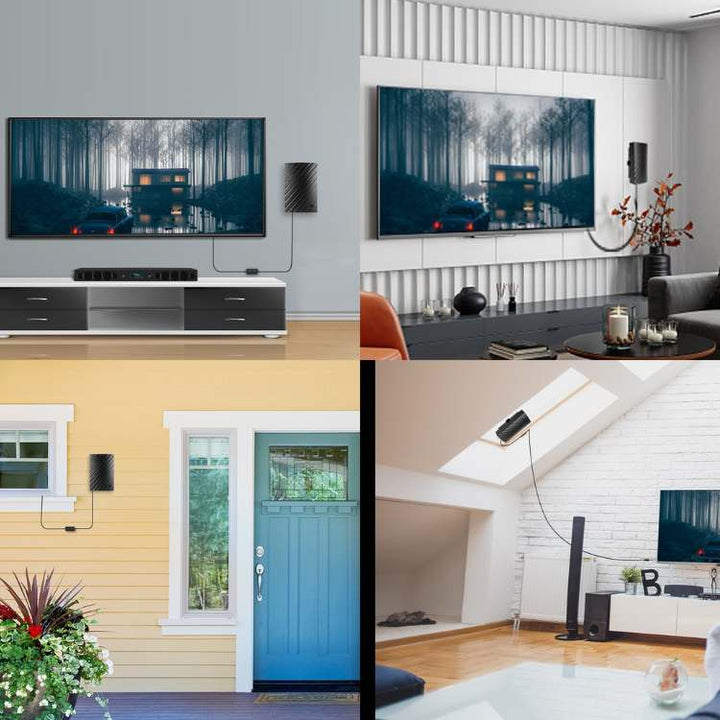High-gain indoor TV antenna, powerful 4K reception for free HD channels & local broadcasts.