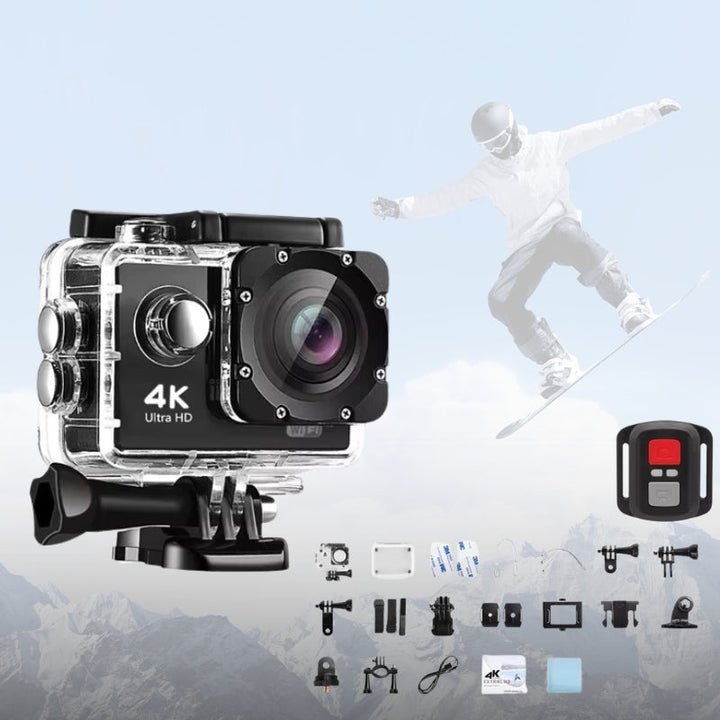Compact 4K action cam for vlogging & capturing extreme sports moments. Waterproof and Wi-Fi enabled.