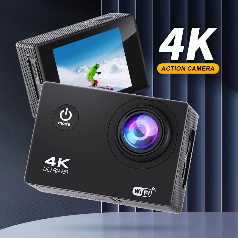 Wi-Fi enabled 4K Ultra HD sports camera, ideal for instantly sharing high-quality adventure videos and photos.