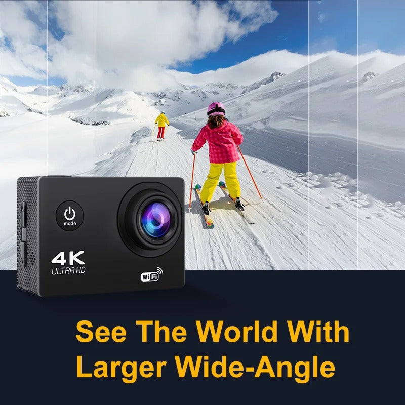 Versatile 4K Ultra HD waterproof sports camera, perfect for high-quality outdoor footage & extreme sports.