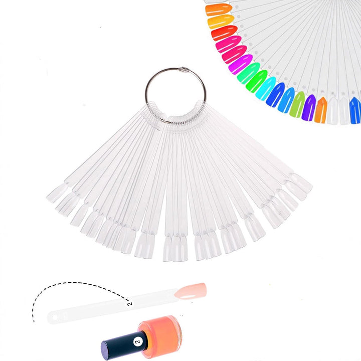 50 clear nail art practice tips for salon training & display. Reusable fake nails for manicure design.