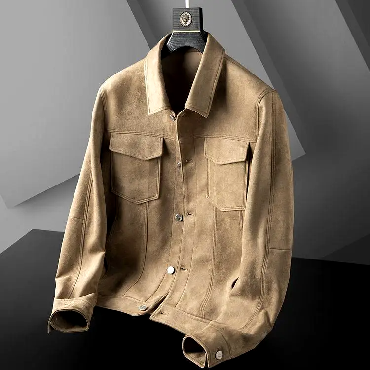 Close-up of a versatile men's urban jacket in navy, showcasing its classic design & all-season wear.