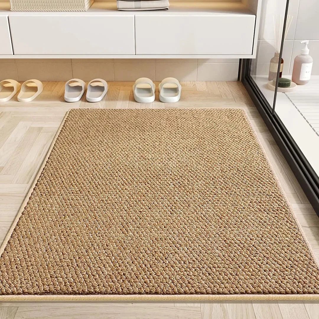Anti-slip floor mat, textured for secure grip. Safe absorbent utility mat for bathroom & entryway.