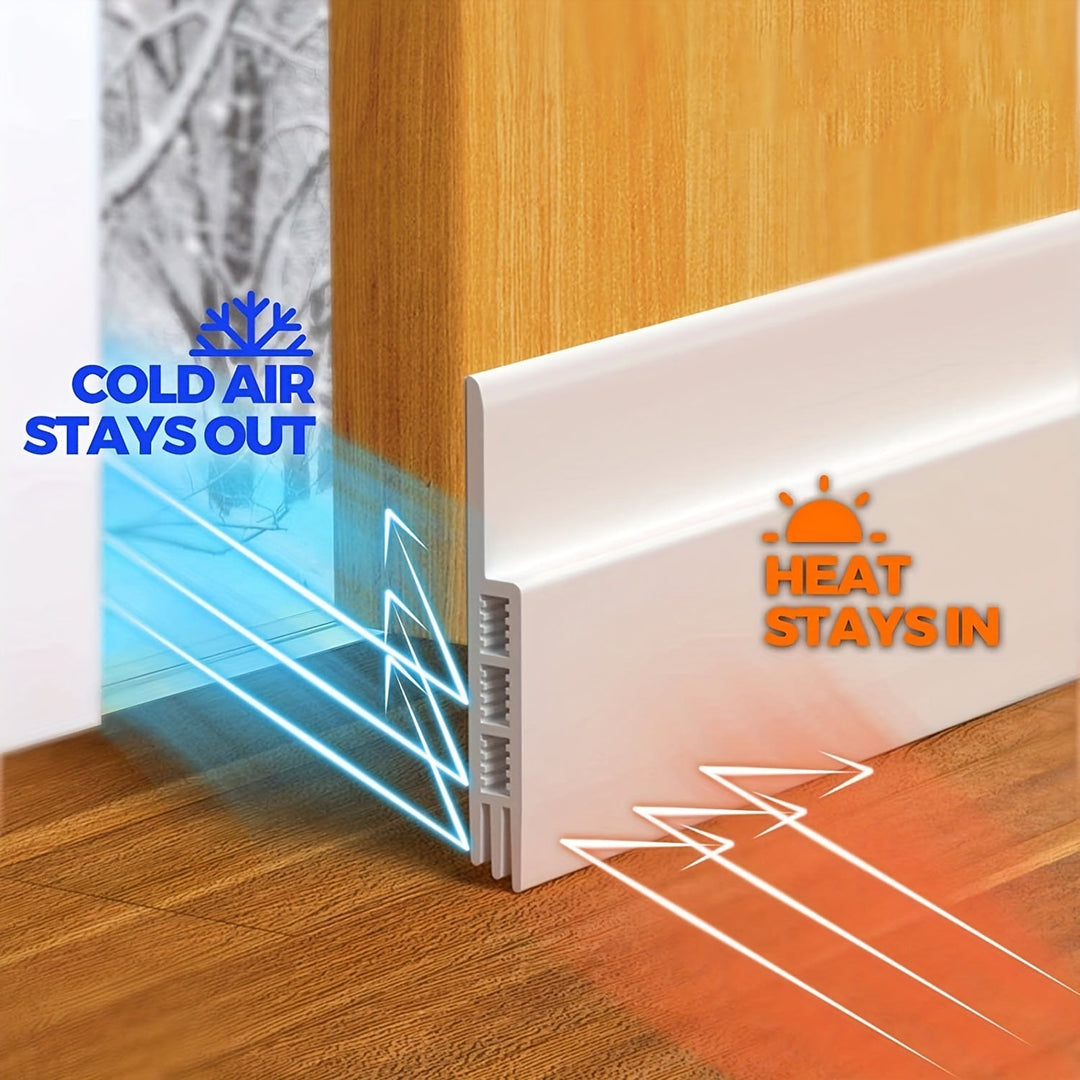 Strong adhesive silicone door sweep, effectively stops drafts & reduces noise.