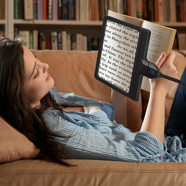 Adjustable 5X magnifying LED floor lamp for hands-free reading, crafts, and detail work. Ideal for low vision & seniors.
