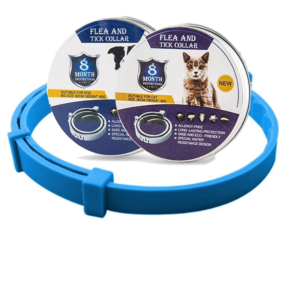 Pet health solution: 8-month waterproof flea & tick collar for dogs & cats. Adjustable pest prevention.