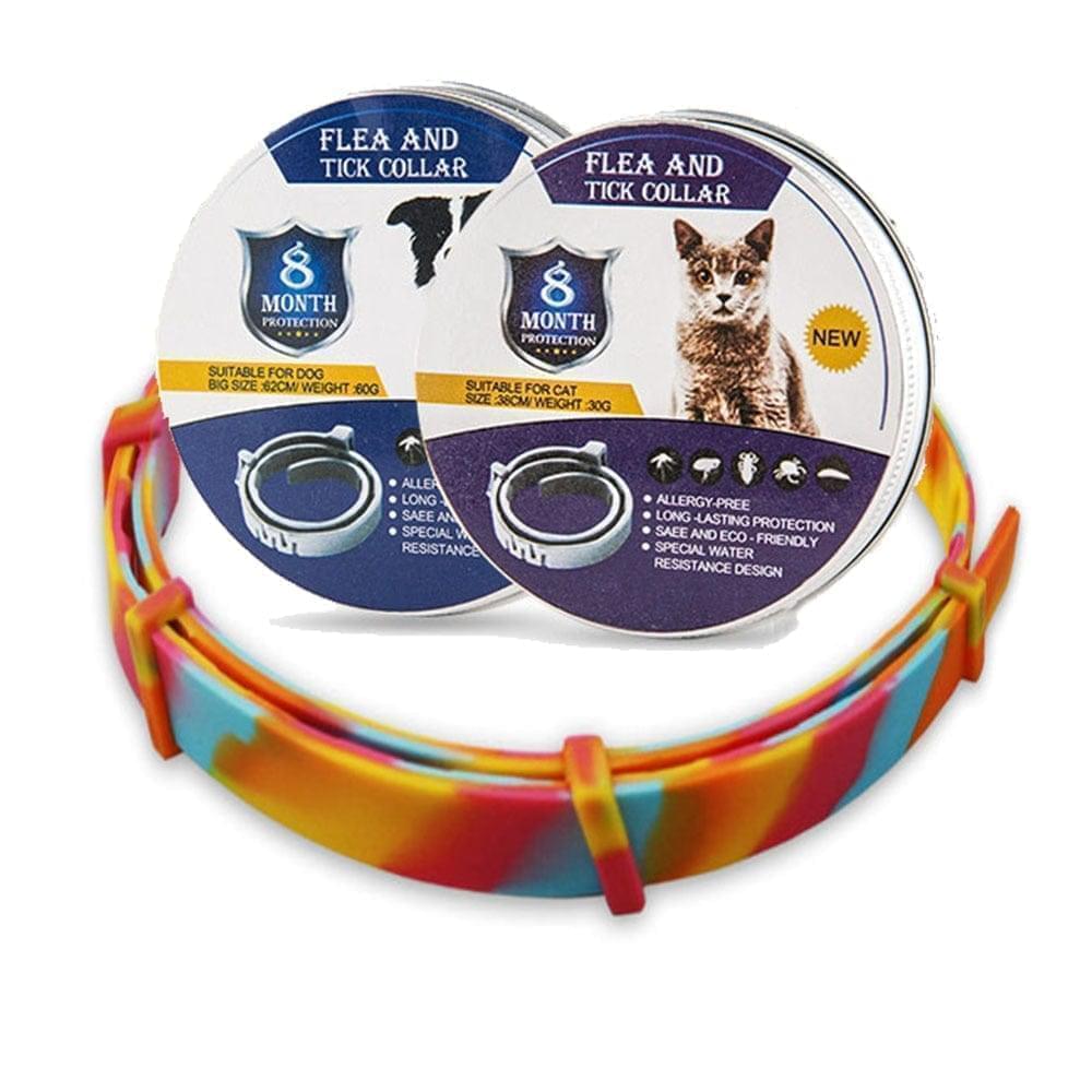 Pet protection 8-month flea & tick collar for all dogs & cats. Adjustable, waterproof pest control solution.