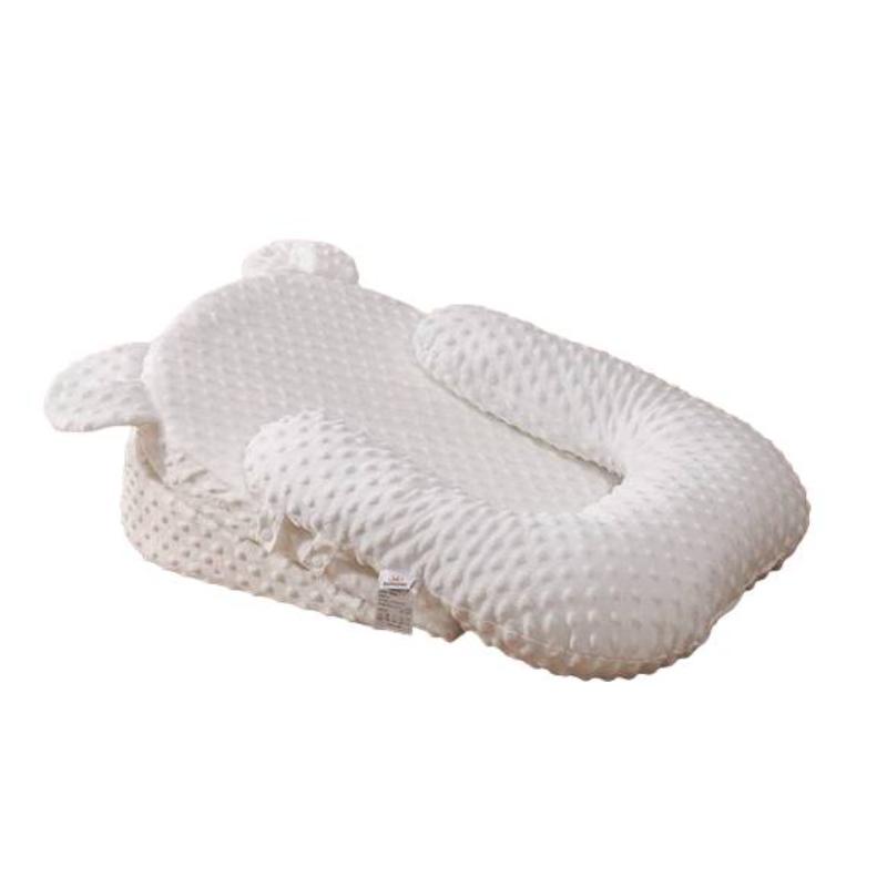 Ergonomic infant feeding pillow designed for anti-spit-up and reflux relief, ensuring comfortable baby support.