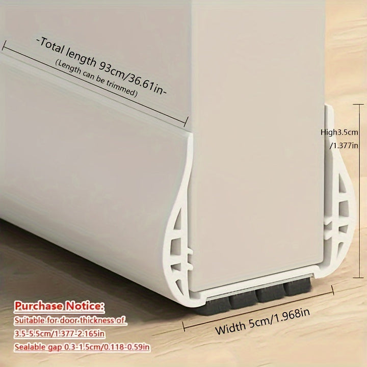 Soundproof door draft stopper, also acting as a dust seal and weather stripping for home improvement.