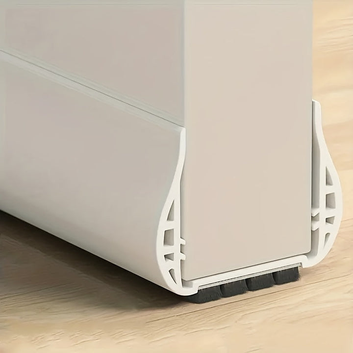 Black adjustable door bottom seal, a versatile draft blocker and energy saver for modern homes.