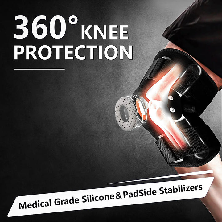 Durable hinged knee brace providing comprehensive joint support & pain management for men & women.