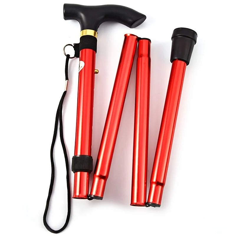 Folding walking stick, an essential elderly care mobility aid for adults, adjustable & stable for daily support.