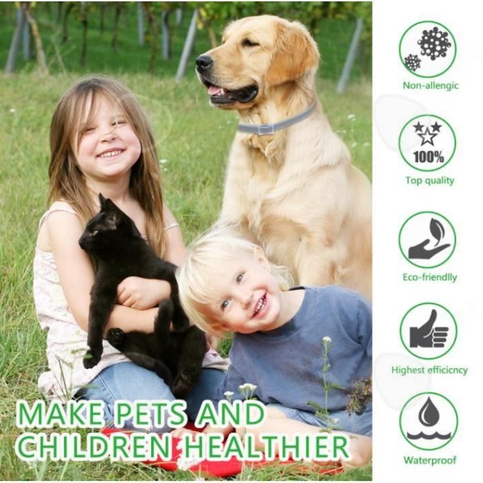 Durable waterproof pet collar for flea & tick control, adjustable for cats & dogs' comfort.