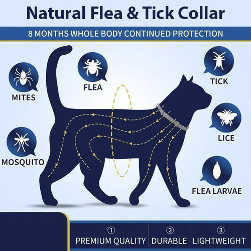 Pet protection collar: adjustable, waterproof flea & tick defense for cats and dogs.