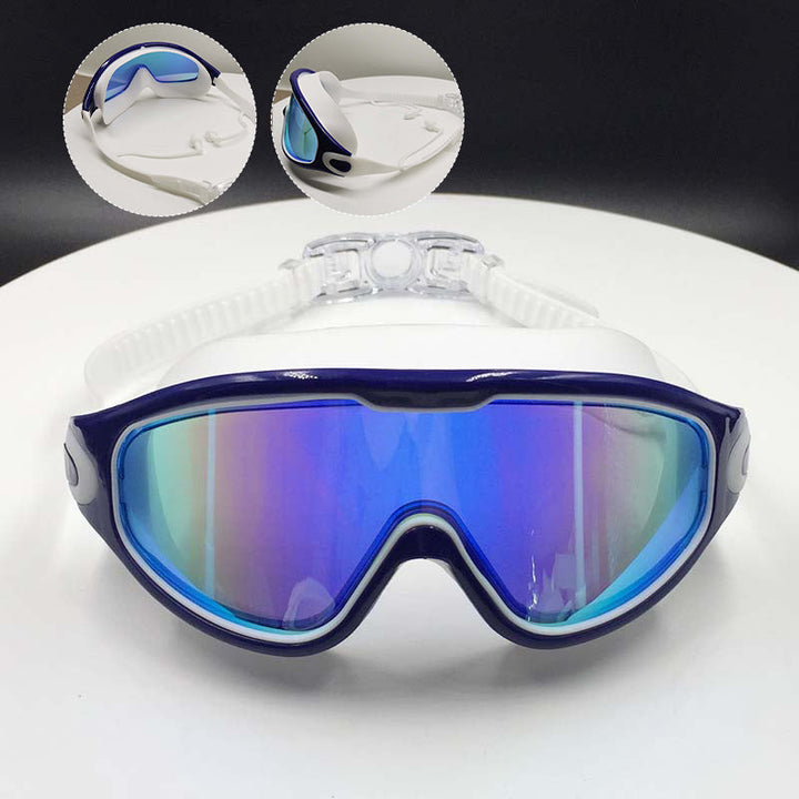 Clear adult swim goggles featuring a wide view, anti-fog, & UV protection for clear vision.