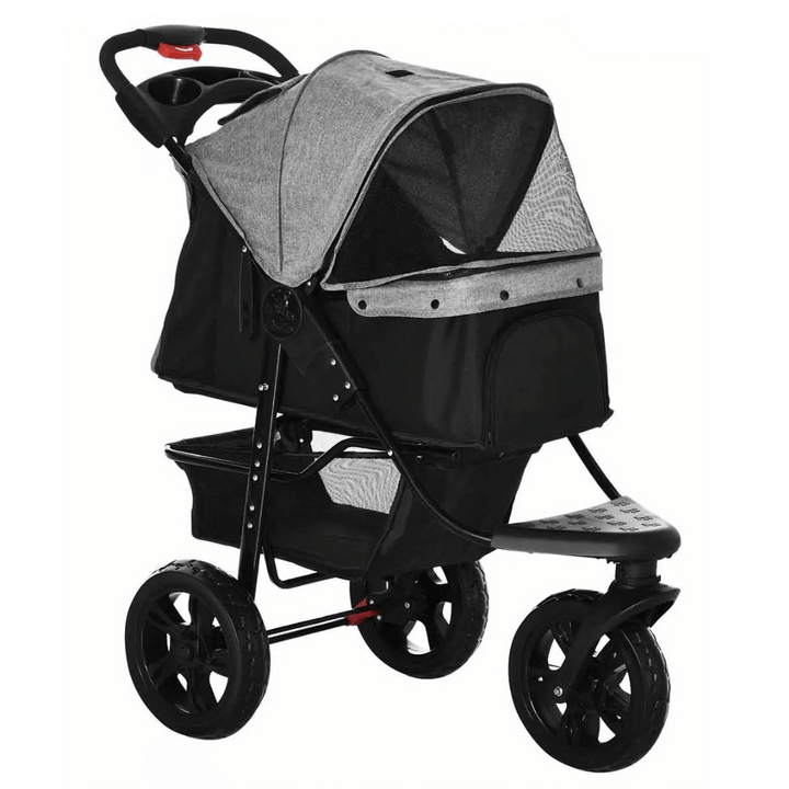 Adventure pet stroller with wheels, storage, and canopy for small to medium dogs & happy outings.