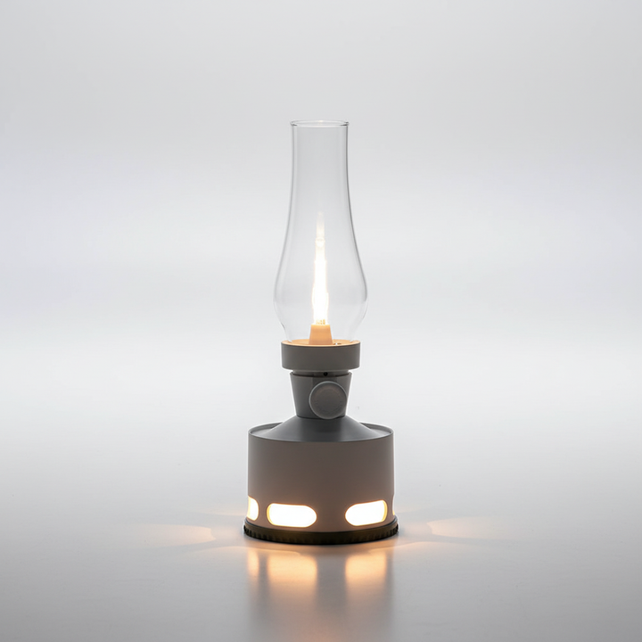 Realistic LED flame effect lantern. USB-C rechargeable for safe, dimmable, and portable ambient lighting.
