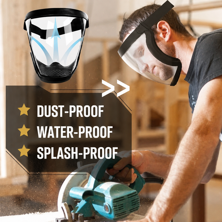 Anti-fog full face shield for general protection, clear visor for clear vision during DIY tasks.