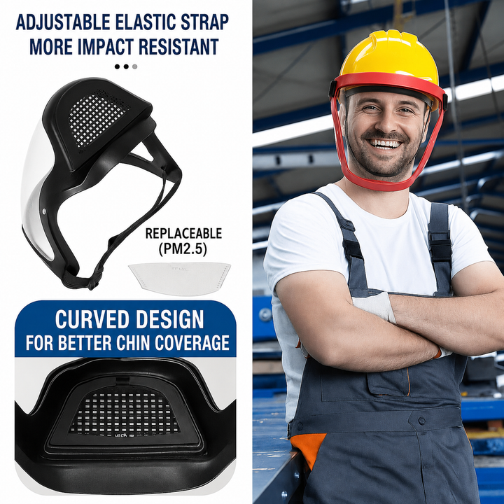 Clear anti-fog full face guard for splash protection & eye safety during general or DIY activities.