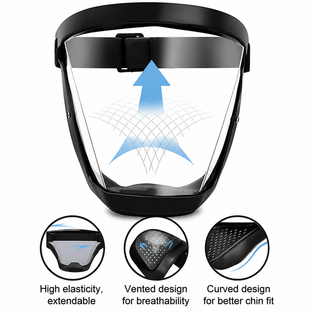 Anti-fog full face shield with clear visor ensures maximum visibility for general and DIY protection.