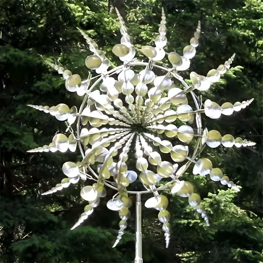 Anti-rust metal windmill garden spinner decor, a kinetic sculpture for outdoor art and yard.