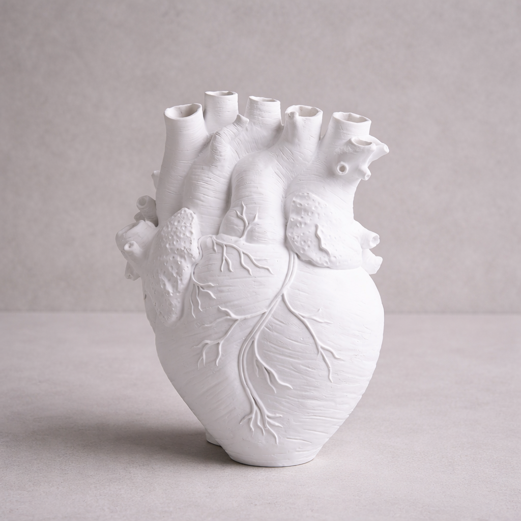 Artistic anatomical heart resin vase, perfect for unique home decor & modern gothic tabletops.