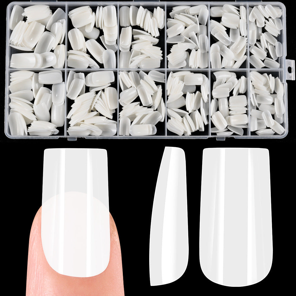 Professional acrylic nail tips, assorted shapes for nail extension. Ideal for creating stunning DIY nail art designs.