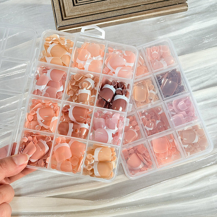 Professional women's soft gel nail tips, assorted styles for nail art & extensions. Essential beauty accessories for salons.