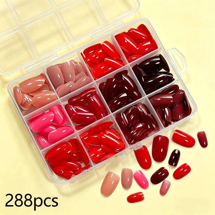 Assorted women's fake nail tips for versatile nail art & easy, long-lasting DIY manicures. Achieve salon-quality look.