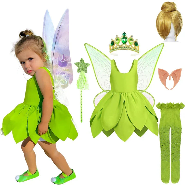 Authentic Tinkerbell fairy costume for girls, perfect for magical dress-up play & parties.