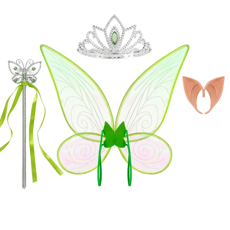 Enchanting Tinkerbell fairy costume for girls, a lovely green dress & wings for dress-up fun.