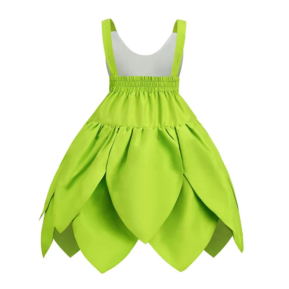 Enchanting green fairy costume for kids, ideal for dress-up, parties, and fantasy play.