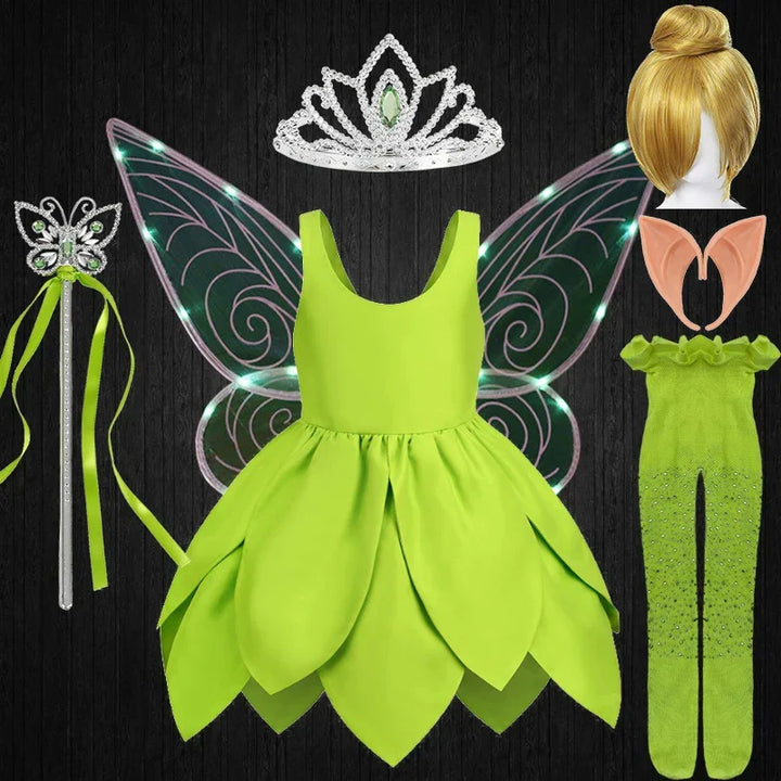 Tinkerbell Halloween costume for children, a magical fairy dress with wings for trick-or-treating.