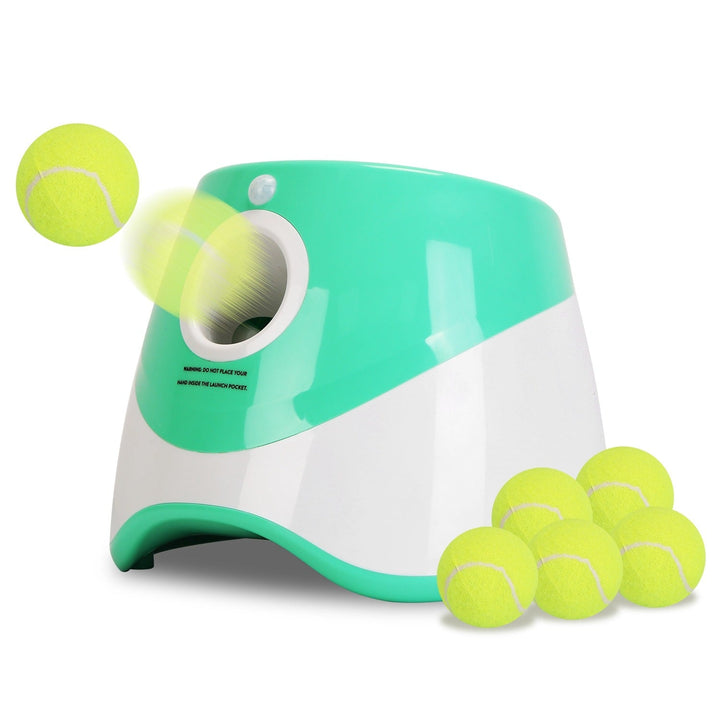 Automatic dog ball launcher, perfect for small & medium dogs. Interactive fetch toy for pet play.
