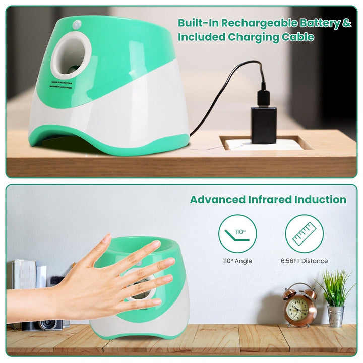 Durable automatic dog toy ball launcher. Features 3 distance settings for interactive play with small & medium dogs.
