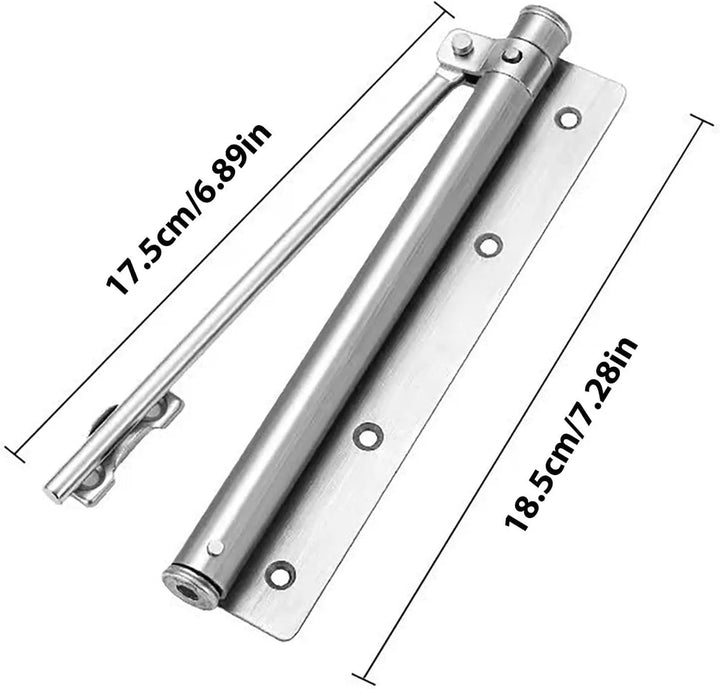 Office hardware automatic soft-close door closer, adjustable stainless steel for efficient door control.
