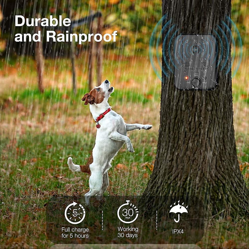 Quiet your home with this outdoor safe automatic ultrasonic dog bark control device & pet training aid.