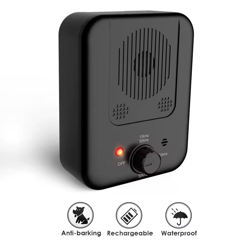 Outdoor safe ultrasonic bark control device for dogs, automatic anti-bark solution for pet behavior training.