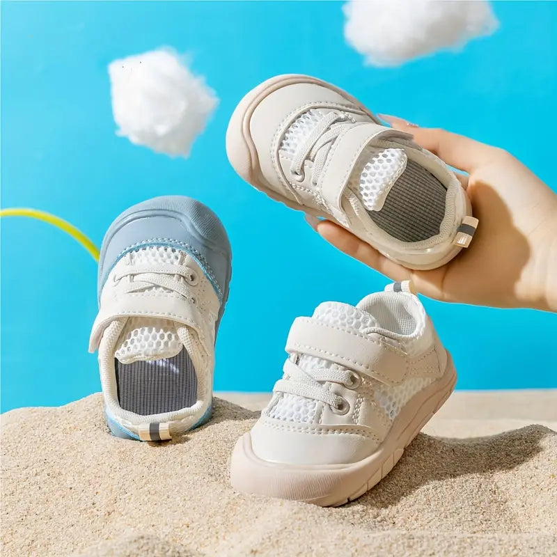 Baby barefoot sneakers with flexible soles for healthy foot growth & early walking. Wide toe box, anti-slip.