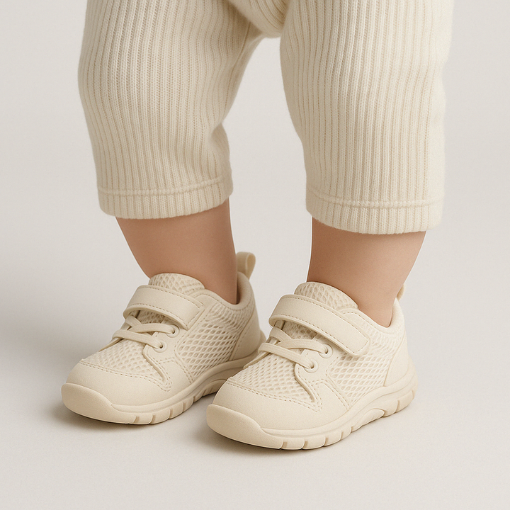 Infant first walker shoes with flexible, anti-slip soles. Wide toe box & lightweight for healthy toddler feet.