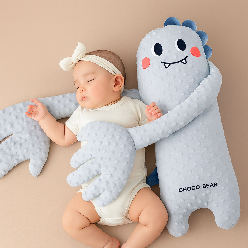 Adorable SnoozyHug animal friend, a plush toy providing soothing comfort for baby sleep.