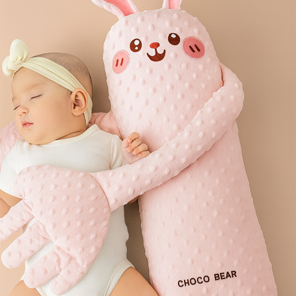 Close-up of SnoozyHug Baby Cuddle Buddy, a comforting plush toy perfect as a baby gift.