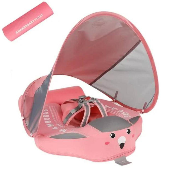 Essential baby gear: infant swim float with canopy for sun protection, promoting safe toddler water fun.